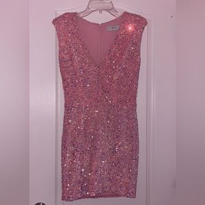 Pink Sequins Mini Dress
